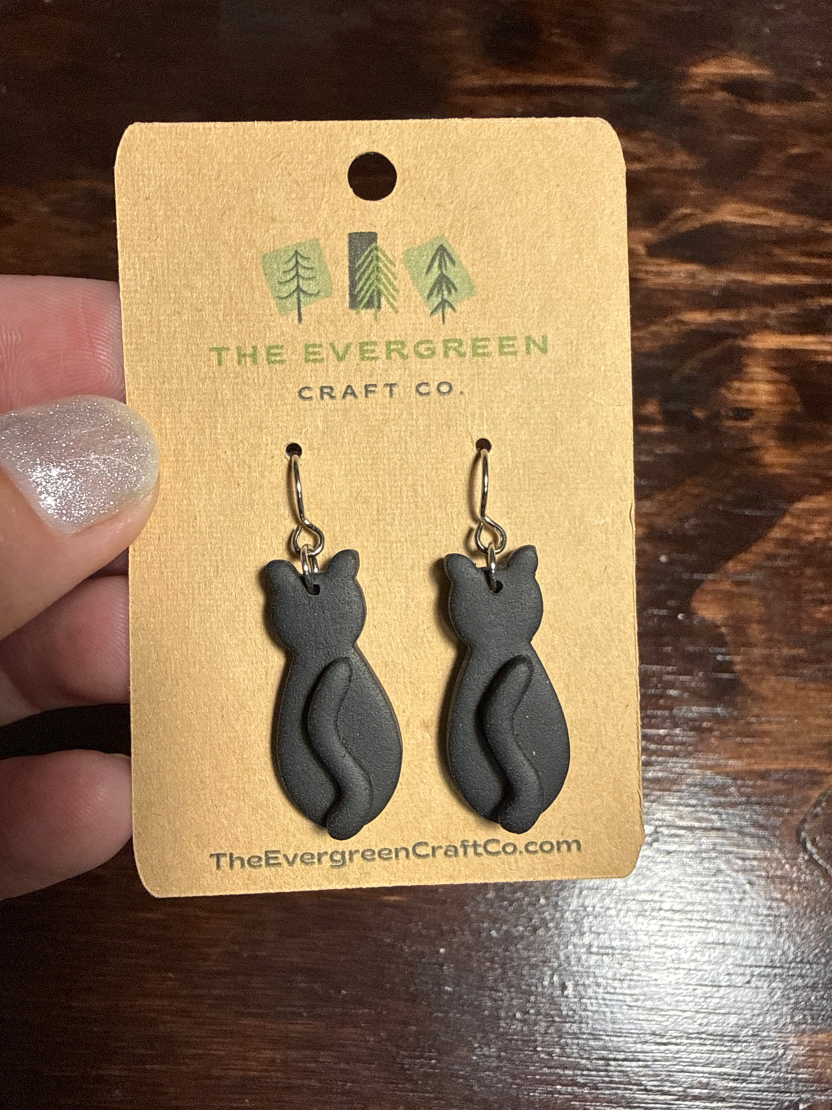 Cat with Tail Dangle Earrings