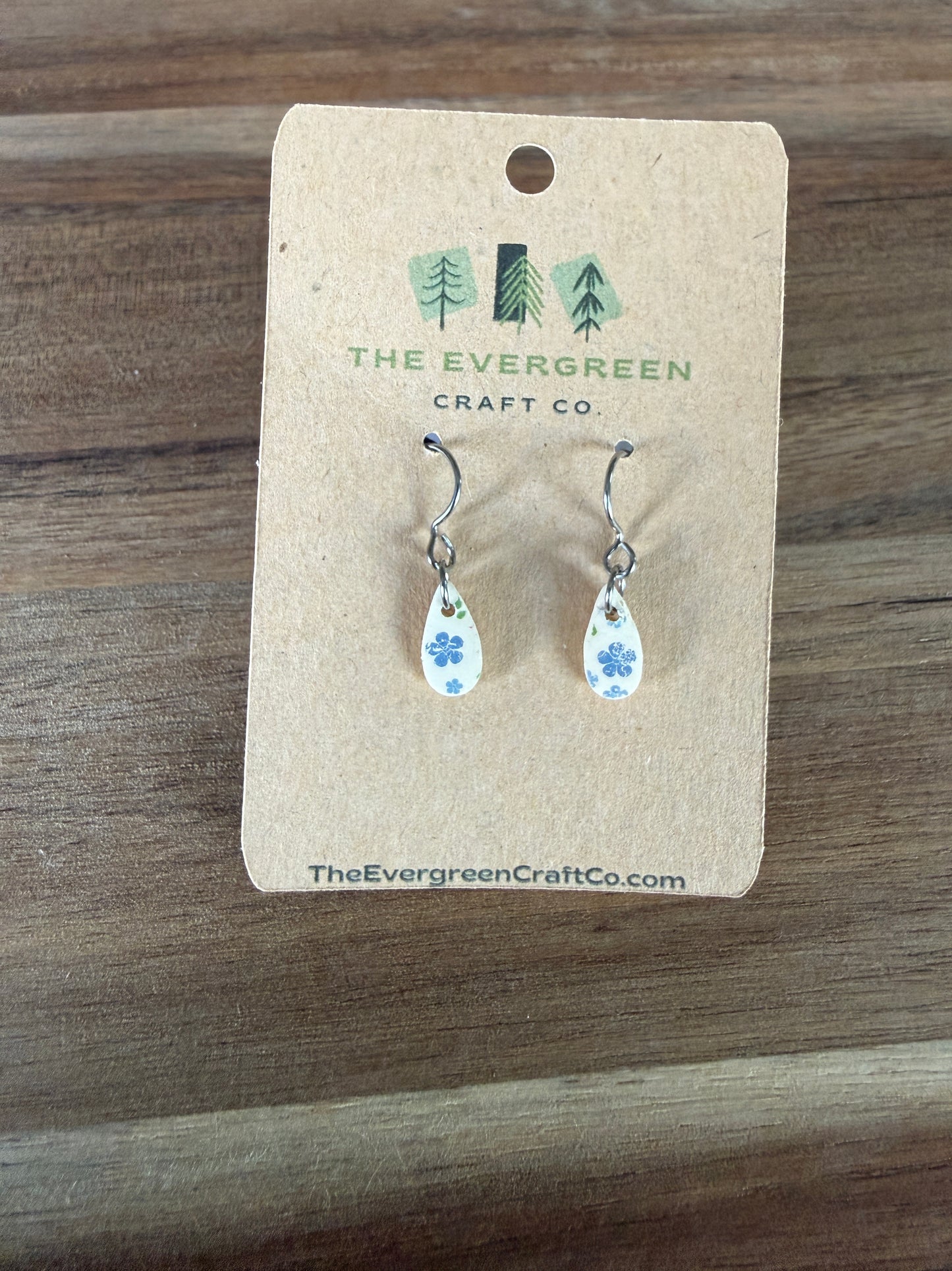Blue Floral Dangle Earrings