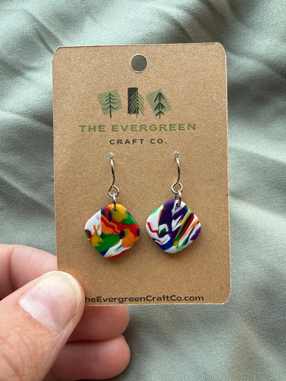 Rainbow Tie Dye Dangle Earrings