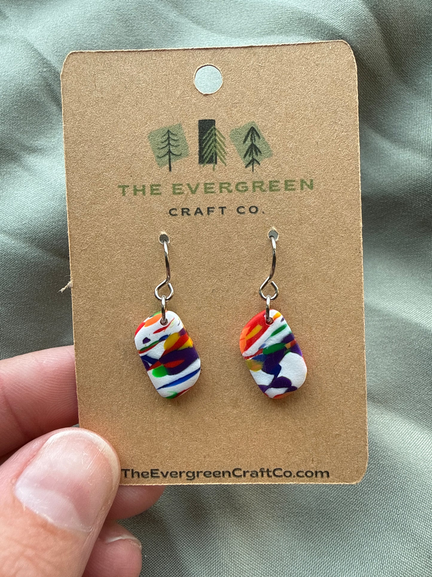 Rainbow Tie Dye Dangle Earrings