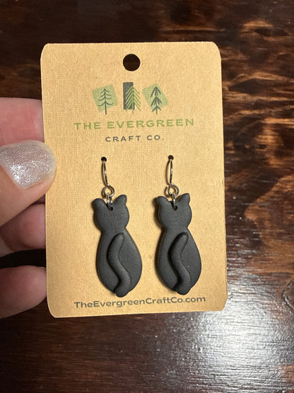 Cat with Tail Dangle Earrings