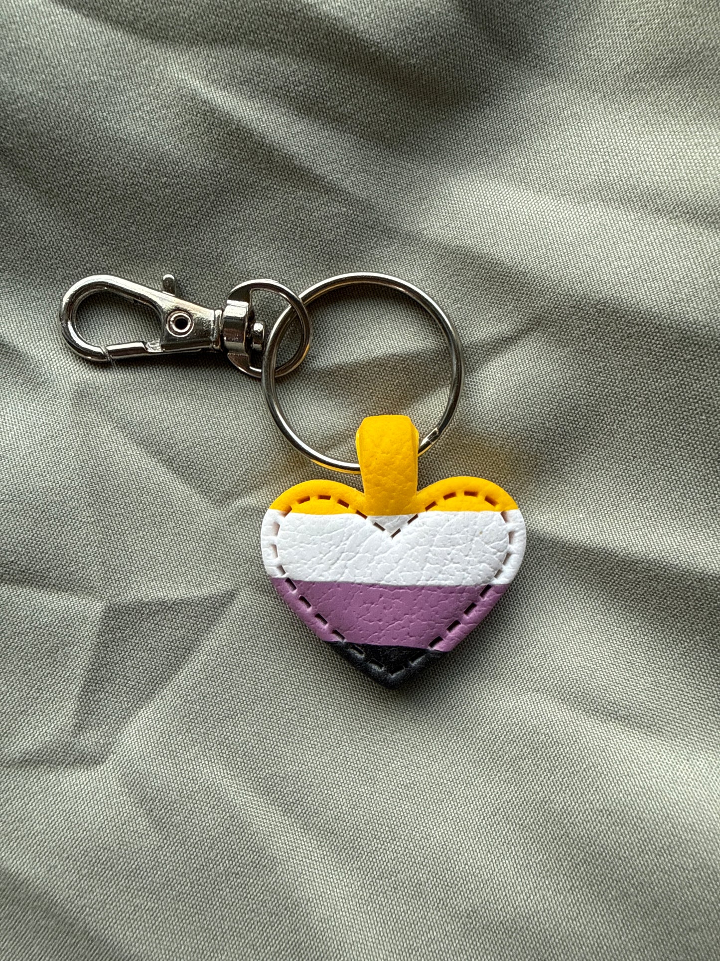 Pride Flag Heart Keychain