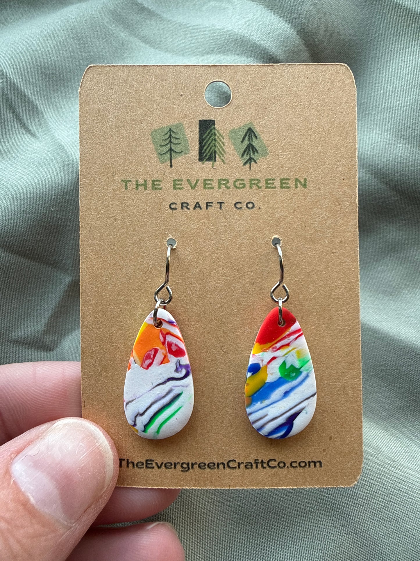Rainbow Tie Dye Dangle Earrings