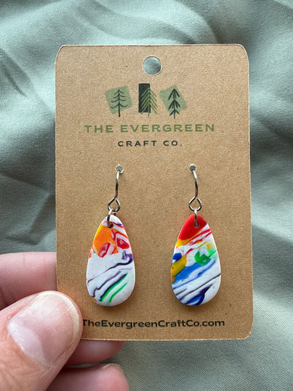 Rainbow Tie Dye Dangle Earrings