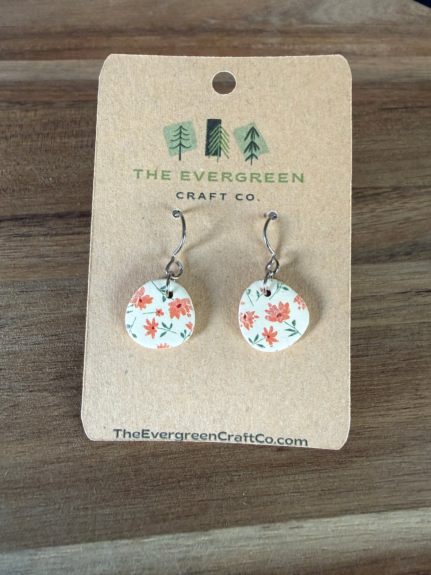 Orange Floral Dangle Earrings