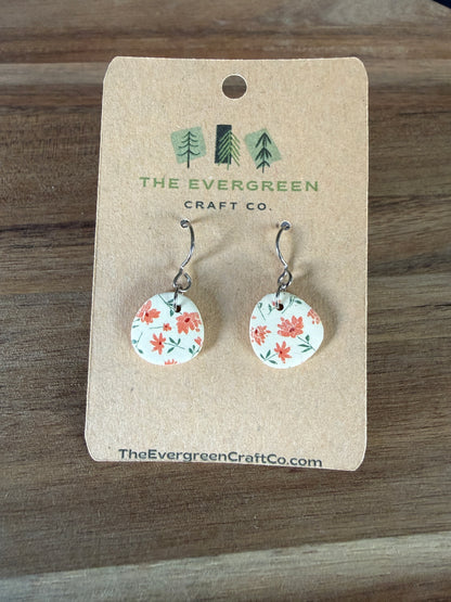 Orange Floral Dangle Earrings