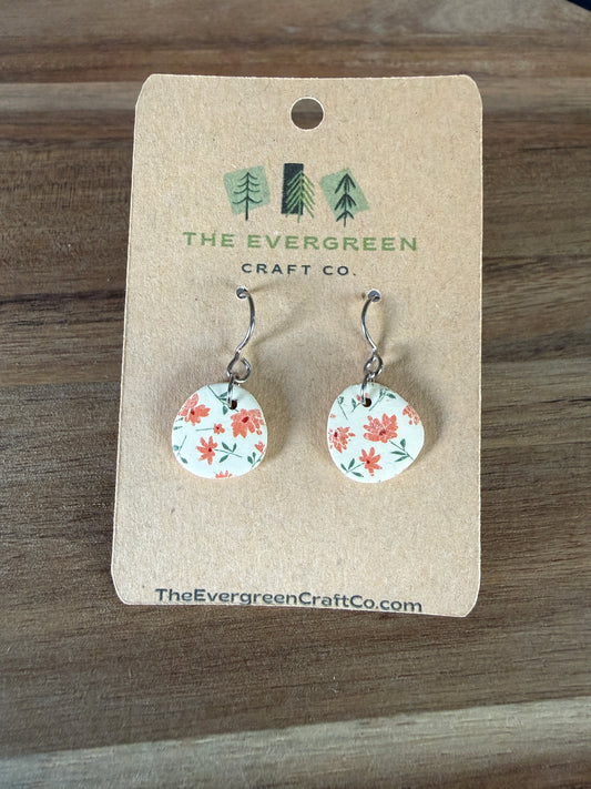 Orange Floral Dangle Earrings