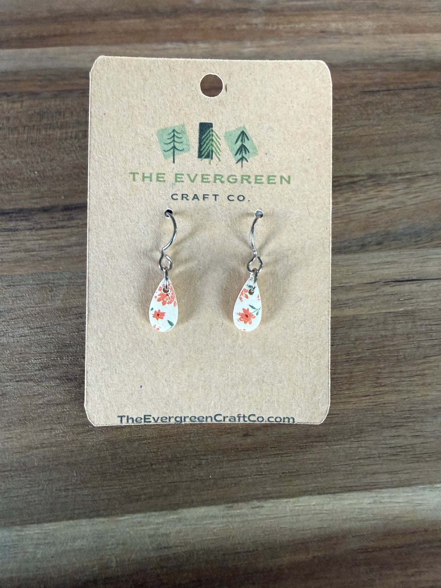 Orange Floral Dangle Earrings
