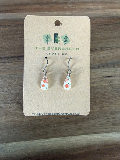 Orange Floral Dangle Earrings