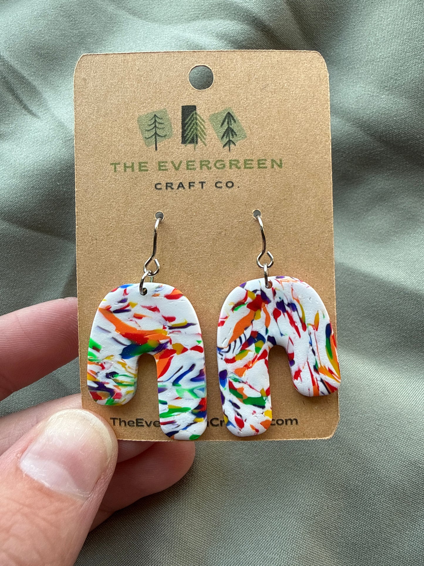 Rainbow Tie Dye Dangle Earrings