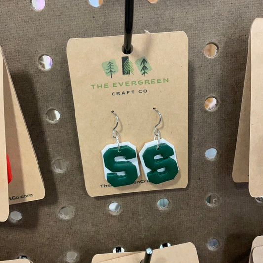 Block S Dangle Earrings