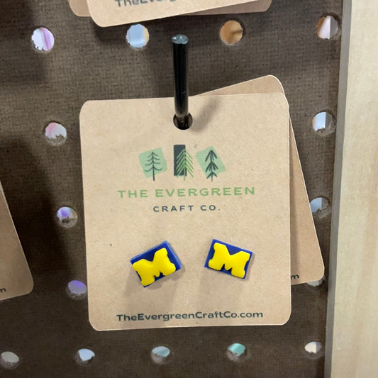 Block M Stud Earrings