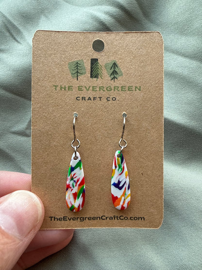 Rainbow Tie Dye Dangle Earrings