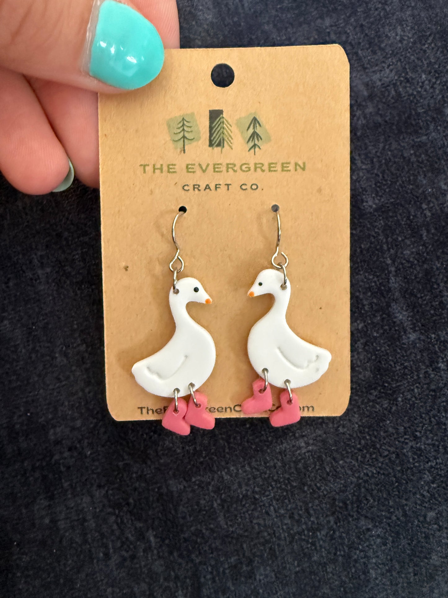 Goose with Boots Dangle Earrings
