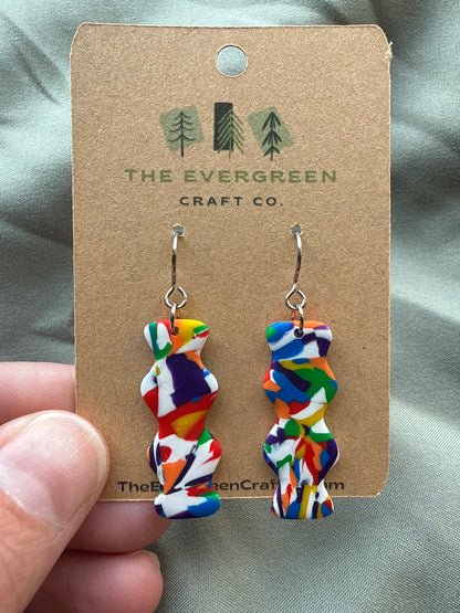 Rainbow Tie Dye Dangle Earrings