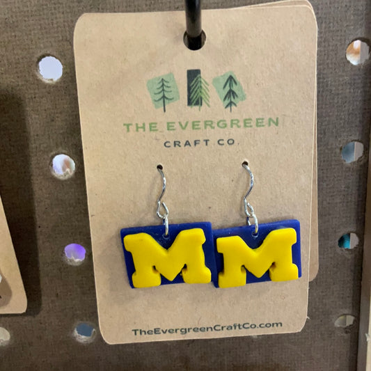 Block M Dangle Earrings