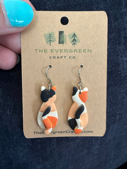 Cat with Tail Dangle Earrings