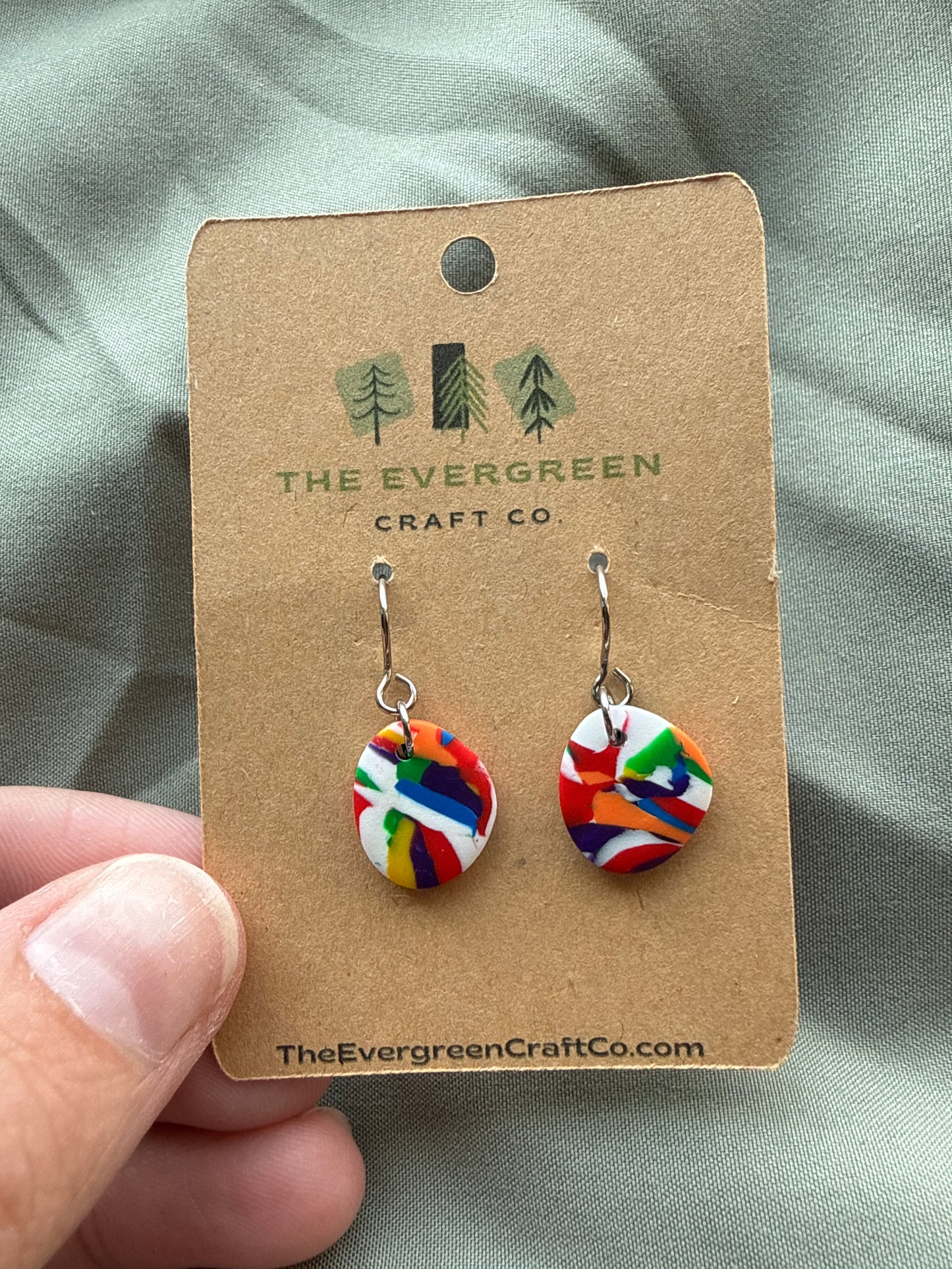 Rainbow Tie Dye Dangle Earrings