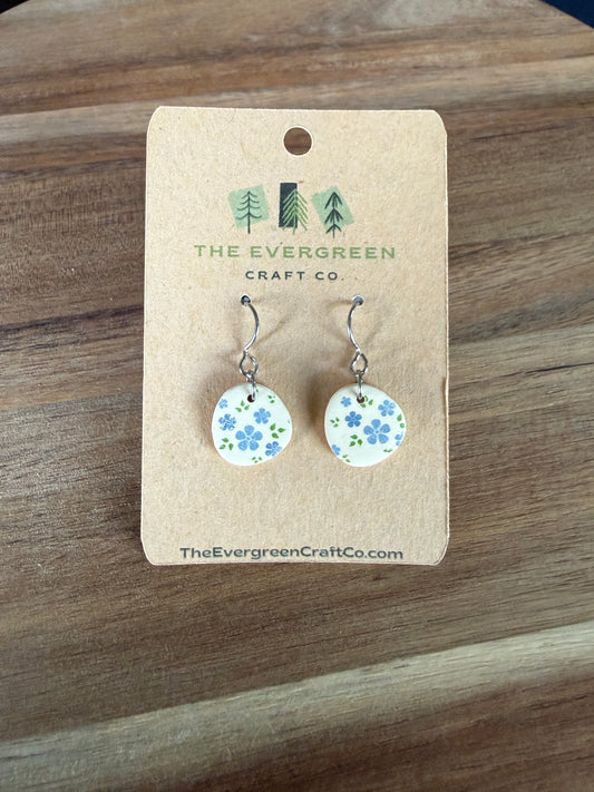 Blue Floral Dangle Earrings