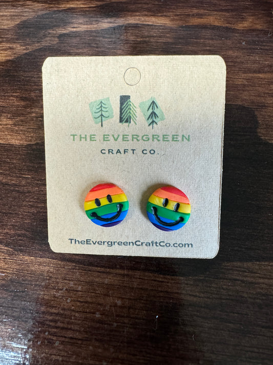 Pride Smiley Stud Earrings