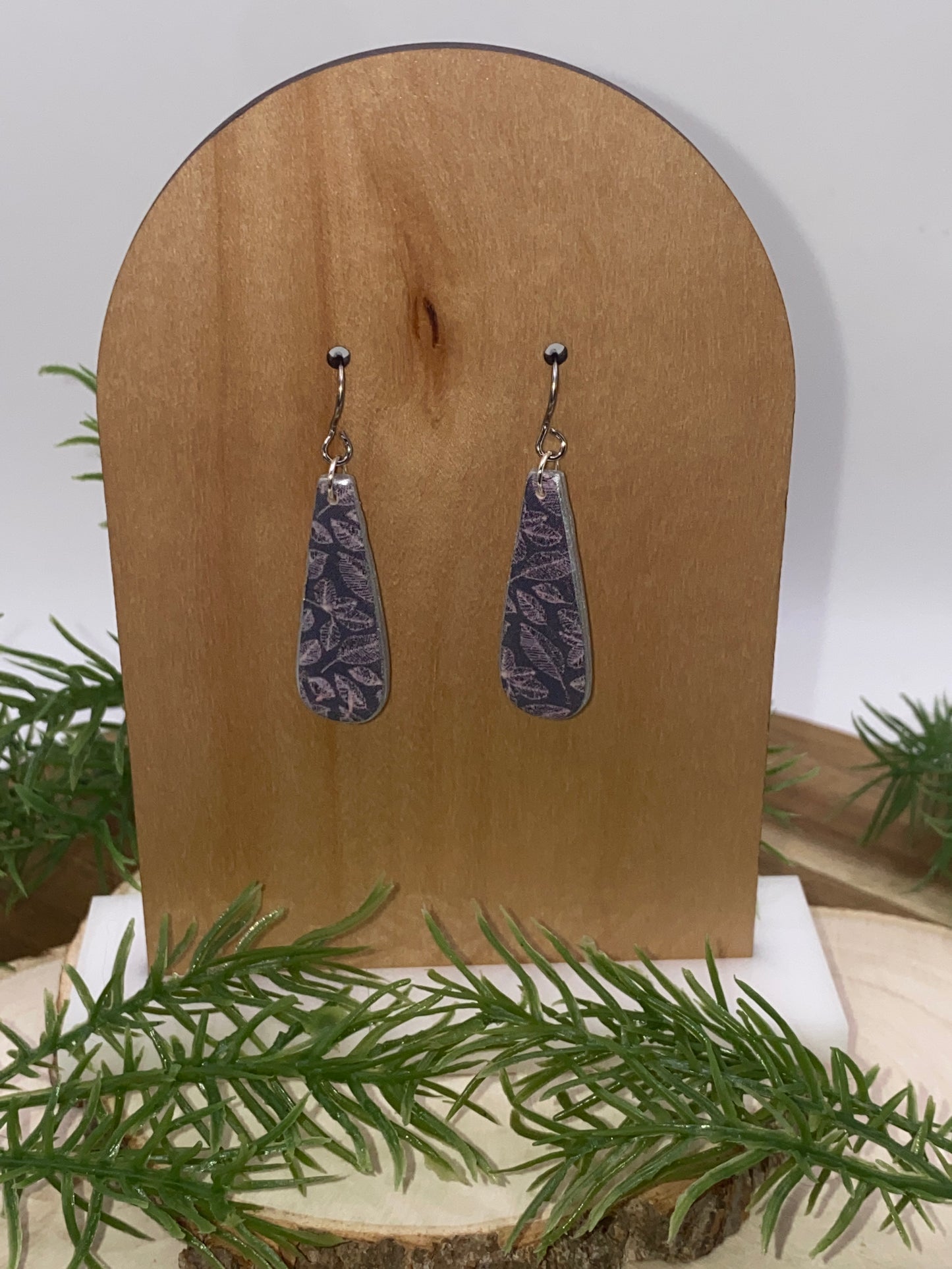 Purple Leaves Dangle Earrings