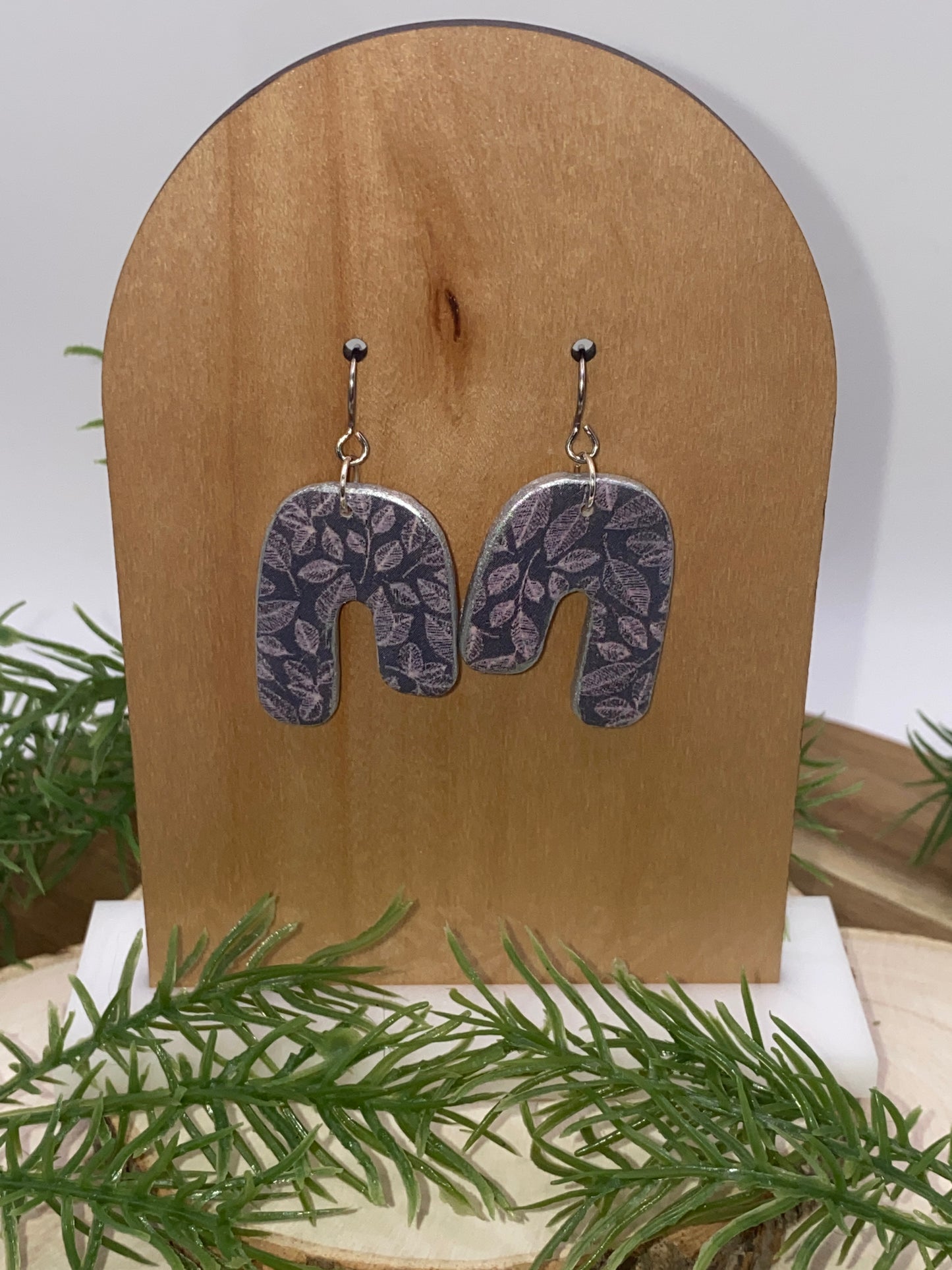 Purple Leaves Dangle Earrings