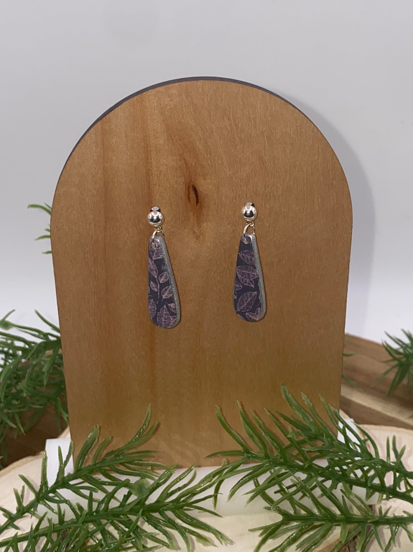 Purple Leaves Dangle Earrings