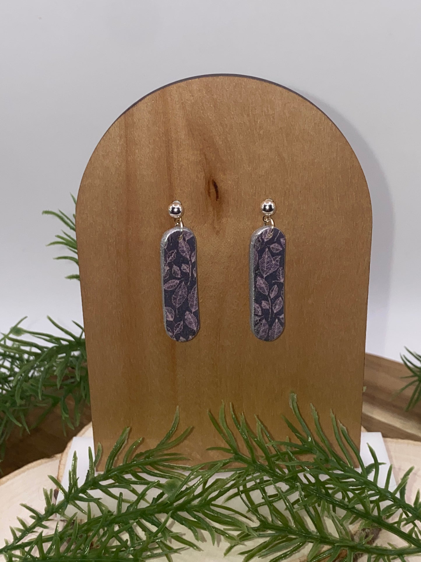 Purple Leaves Dangle Earrings