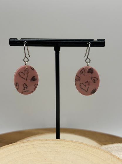 Heart Doodle Dangle Earrings