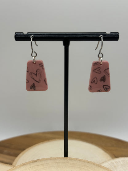 Heart Doodle Dangle Earrings