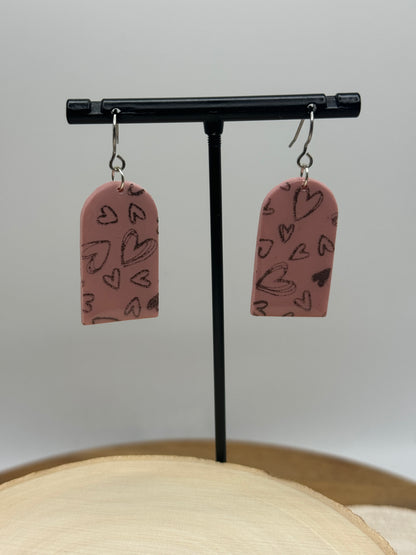 Heart Doodle Dangle Earrings