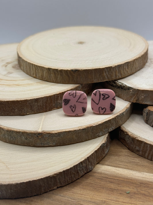 Heart Doodle Stud Earrings