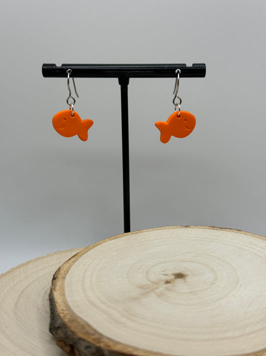 Gold Fish Dangle Earrings