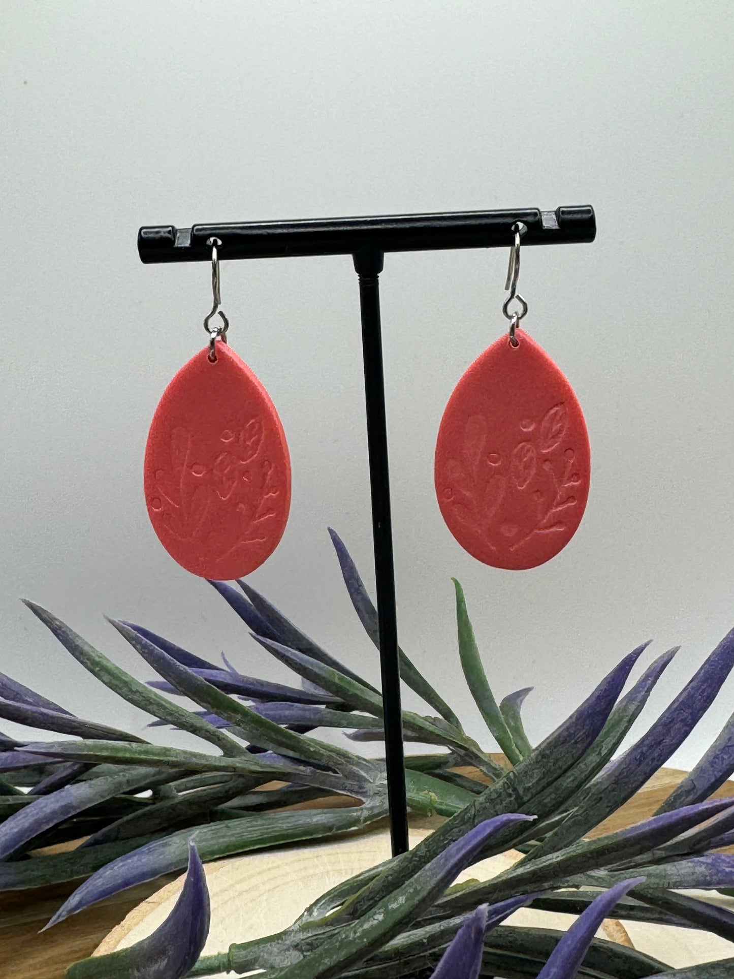 Floral Oval Dangle Earrings