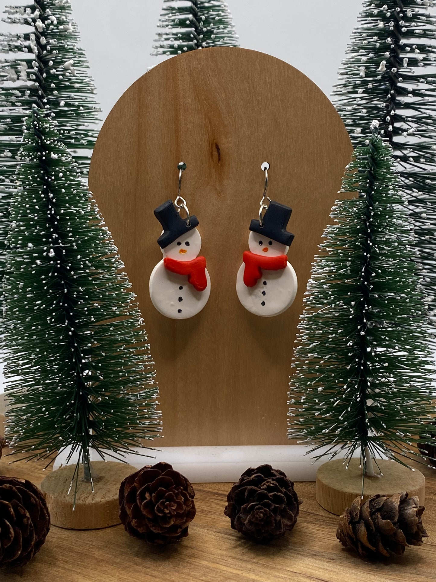 Dressed Snowman Dangle Earrings