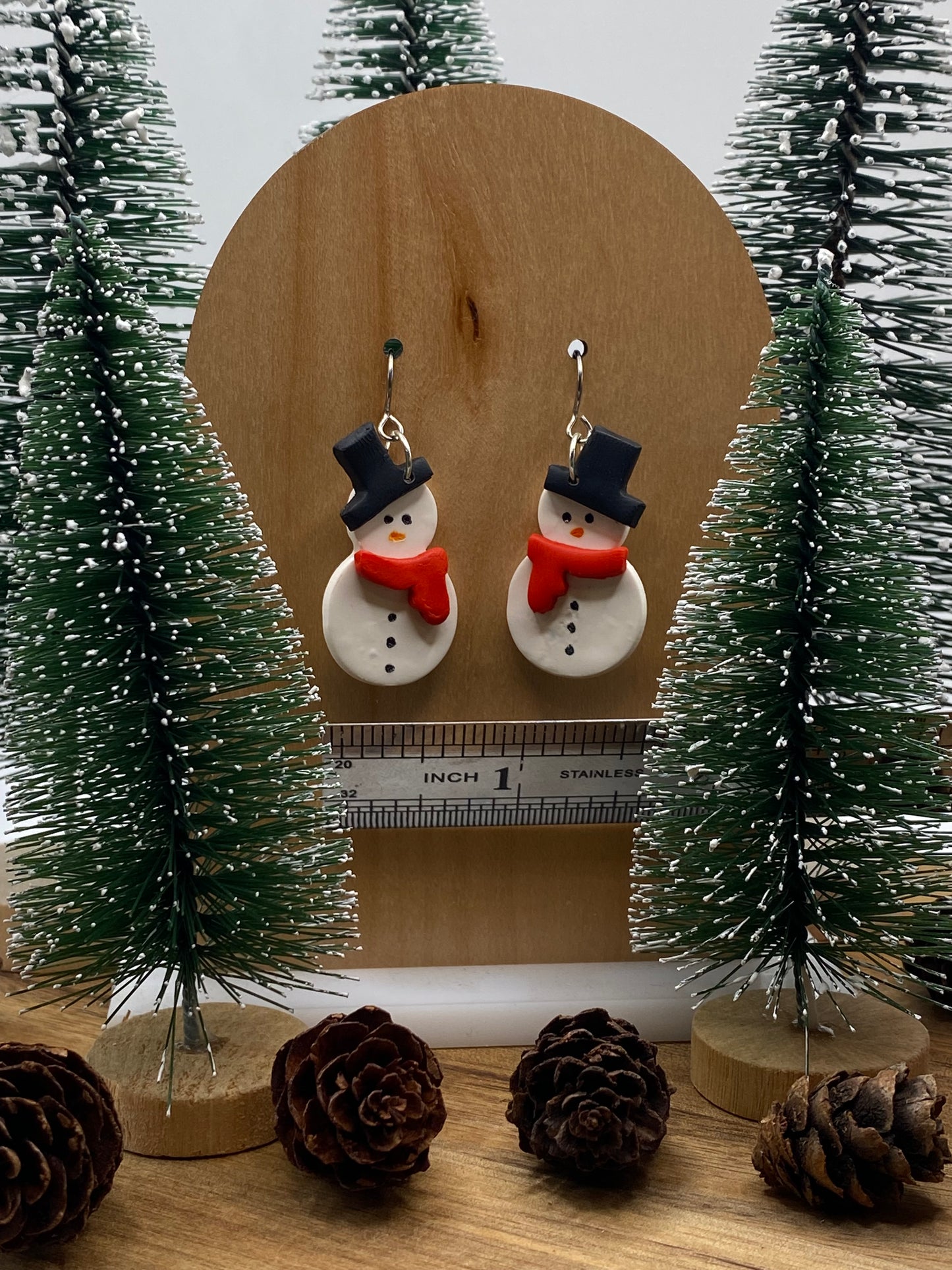 Dressed Snowman Dangle Earrings