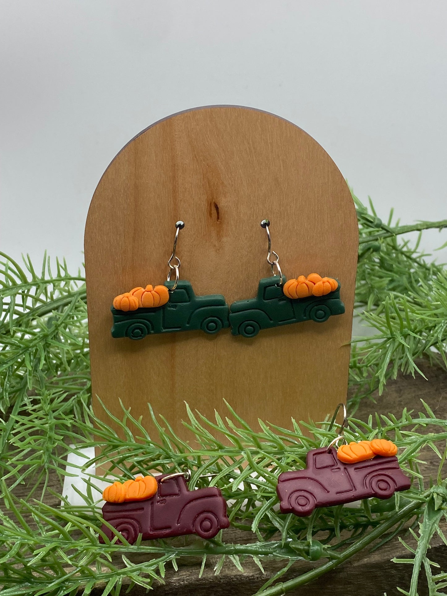 Pumpkin Truck Dangle Earrings