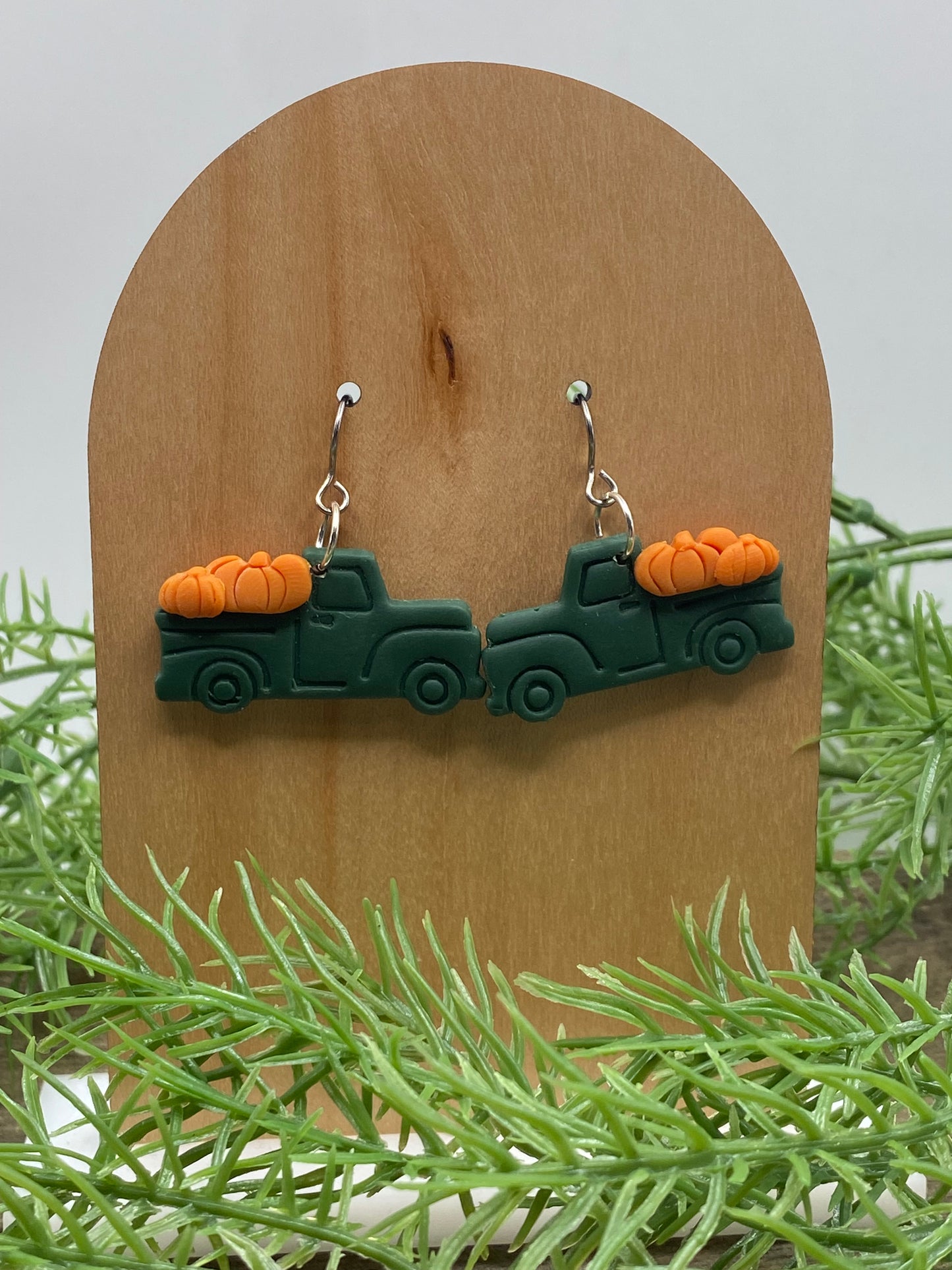 Pumpkin Truck Dangle Earrings