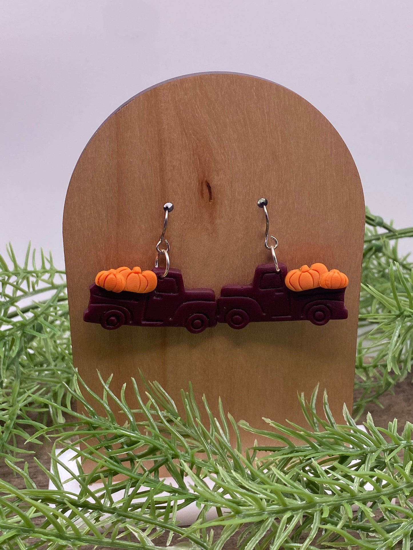 Pumpkin Truck Dangle Earrings