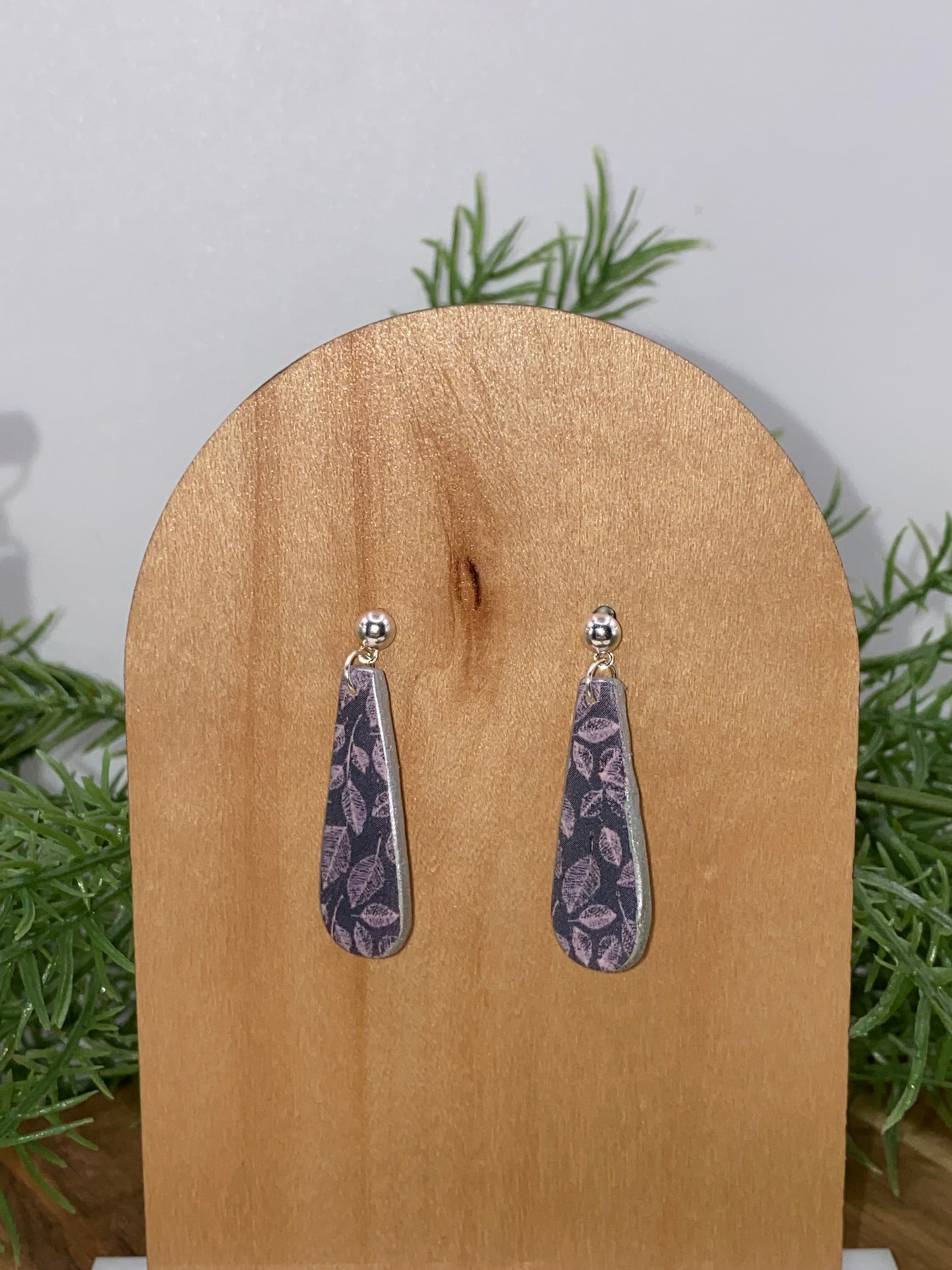 Purple Leaves Dangle Earrings