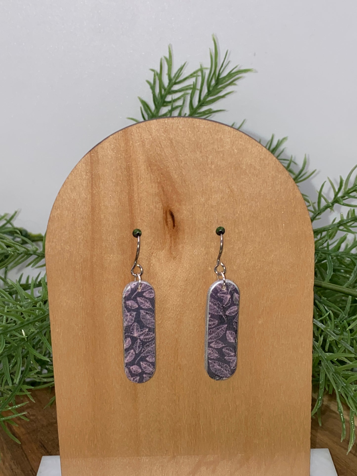 Purple Leaves Dangle Earrings