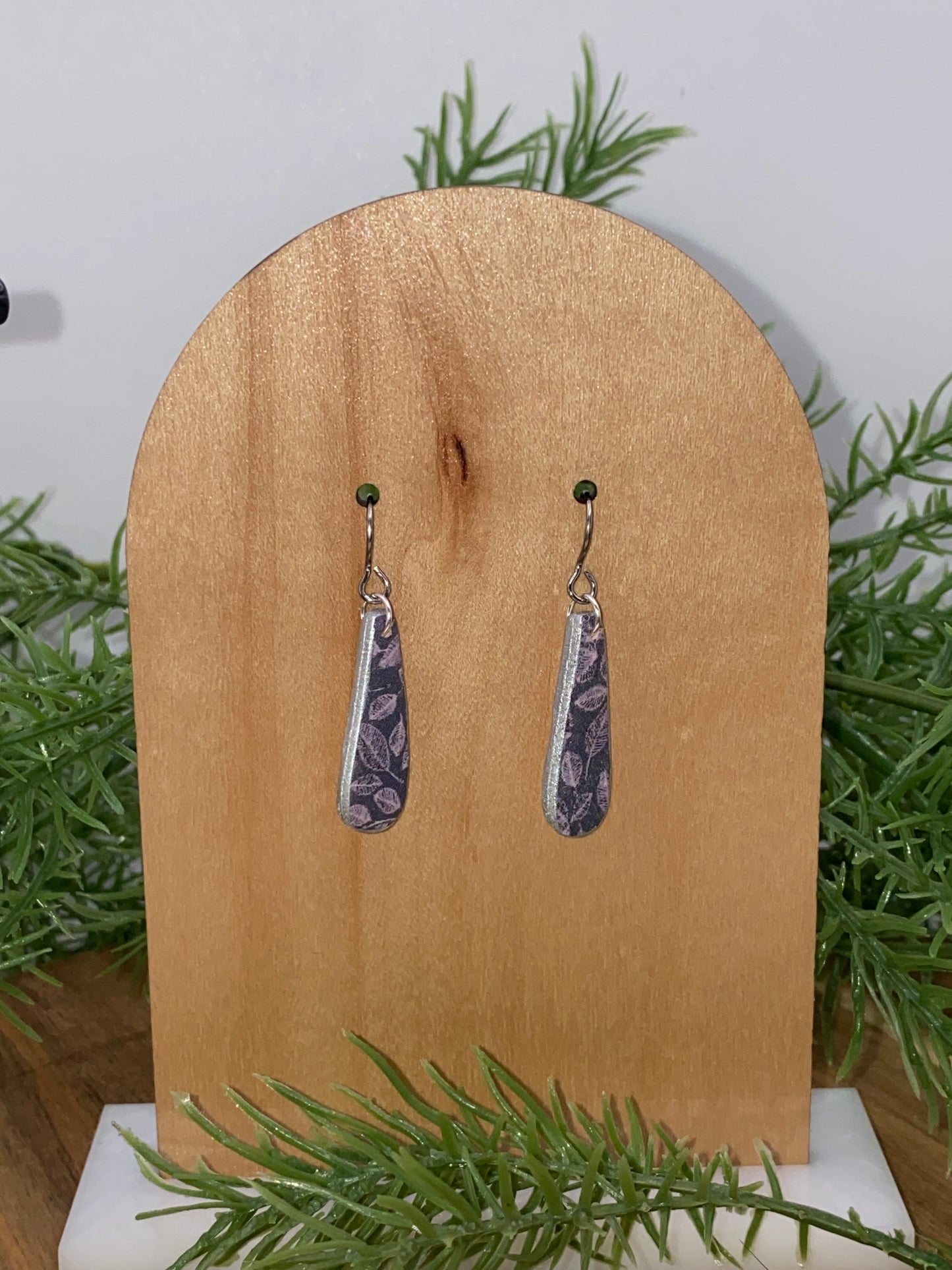 Purple Leaves Dangle Earrings